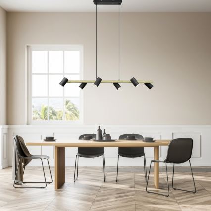 Trio - Lampadario a sospensione con cavo MARLEY 6xGU10/35W/230V nero/oro