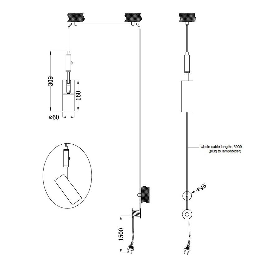 Trio - Lampadario a sospensione con filo CARLA 1xGU10/35W/230V