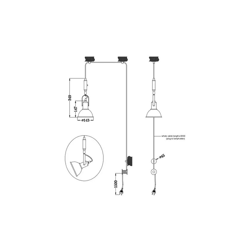 Trio - Lampadario a sospensione con filo CARLOTTA 1xE14/28W/230V