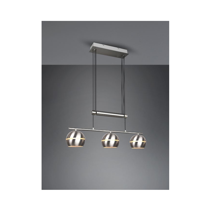Trio - Lampadario a sospensione con filo FLETCHER 3xE14/40W/230V cromo opaco