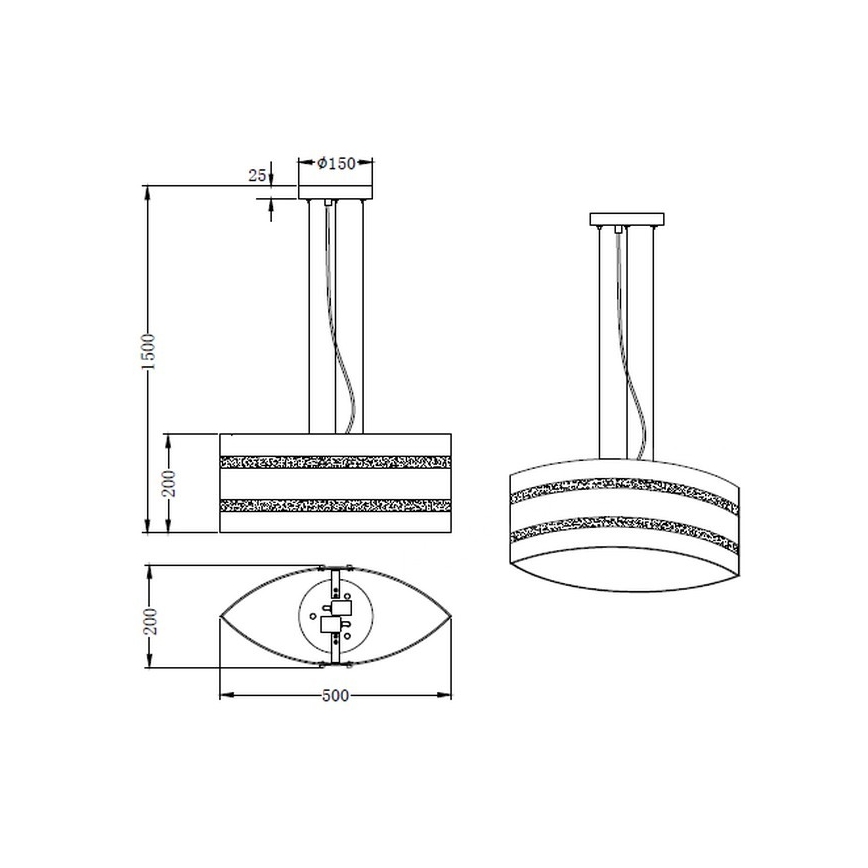 Trio - Lampadario a sospensione con filo NIKOSIA 2xE27/40W/230V argento