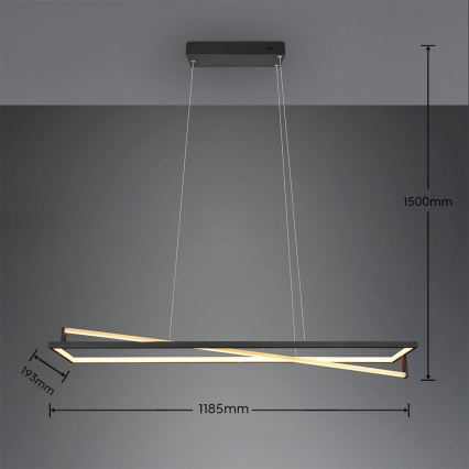 Trio - Lampadario LED dimmerabile a sospensione con cavo EDGE LED/35W/230V 2300/3000/4000K nero/oro