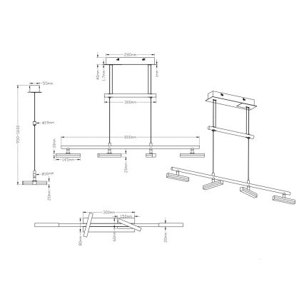 Trio - Lampadario LED su filo dimmerabile OPIUM 4xLED/4W/230V