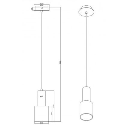 Trio - Lampadario su corda WAILER 1xGU10/5W/230V grigio