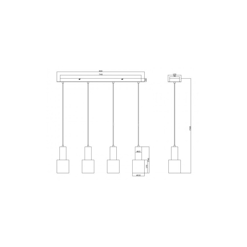 Trio - Lampadario su corda WAILER 4xGU10/5W/230V grigio