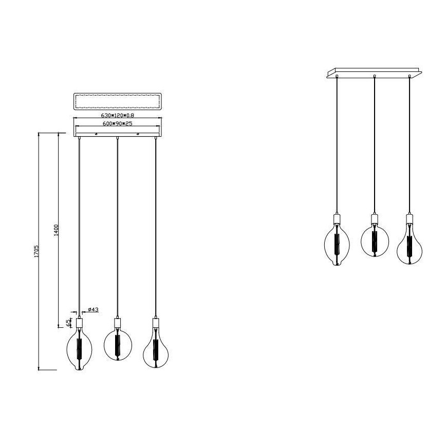 Trio - LED Dimmable Kronleuchter on a string GINSTER 3xE27/8W/230V