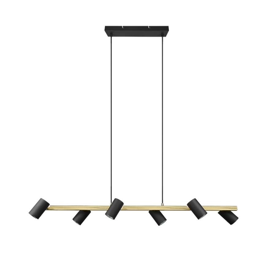 Trio - Pendelleuchte MARLEY mit Seilaufhängung, 6xGU10/35W/230V, schwarz/gold