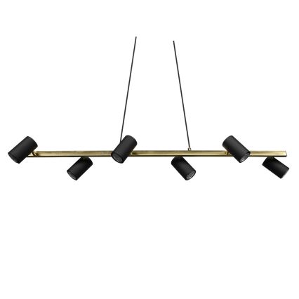 Trio - Pendelleuchte MARLEY mit Seilaufhängung, 6xGU10/35W/230V, schwarz/gold