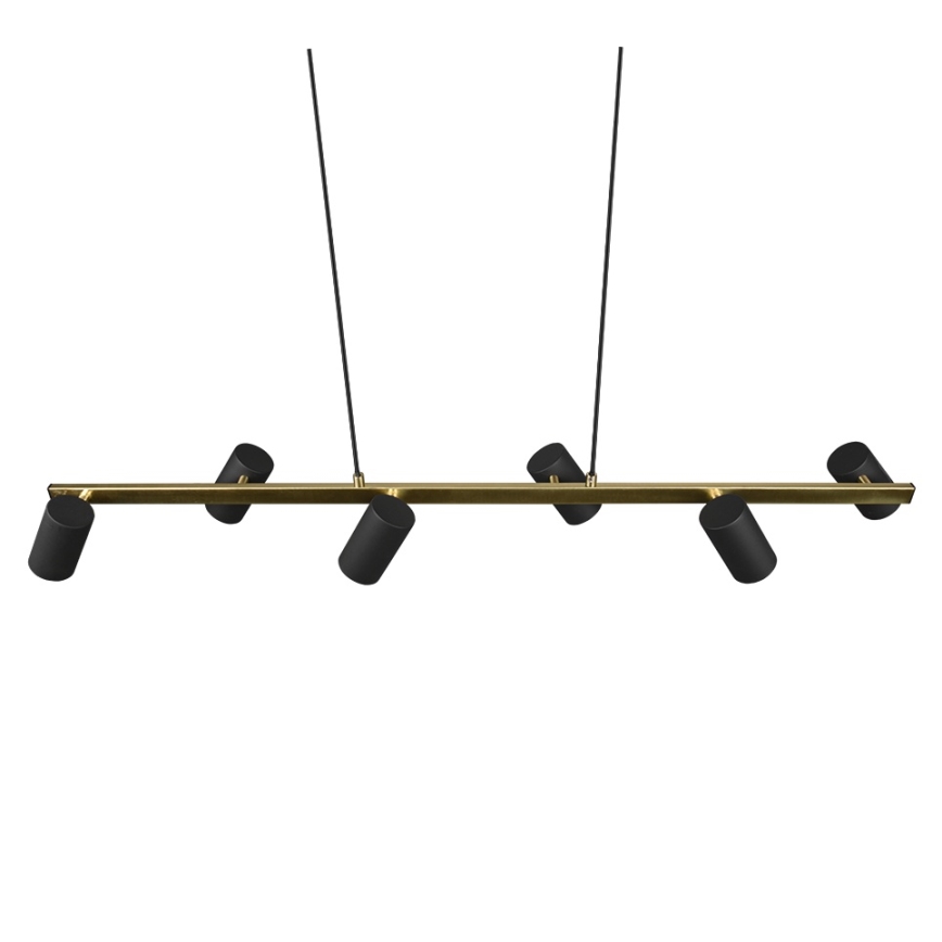 Trio - Pendelleuchte MARLEY mit Seilaufhängung, 6xGU10/35W/230V, schwarz/gold