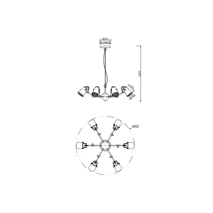 Trio - Suspension filaire EDWARD 6xE14/40W/230V