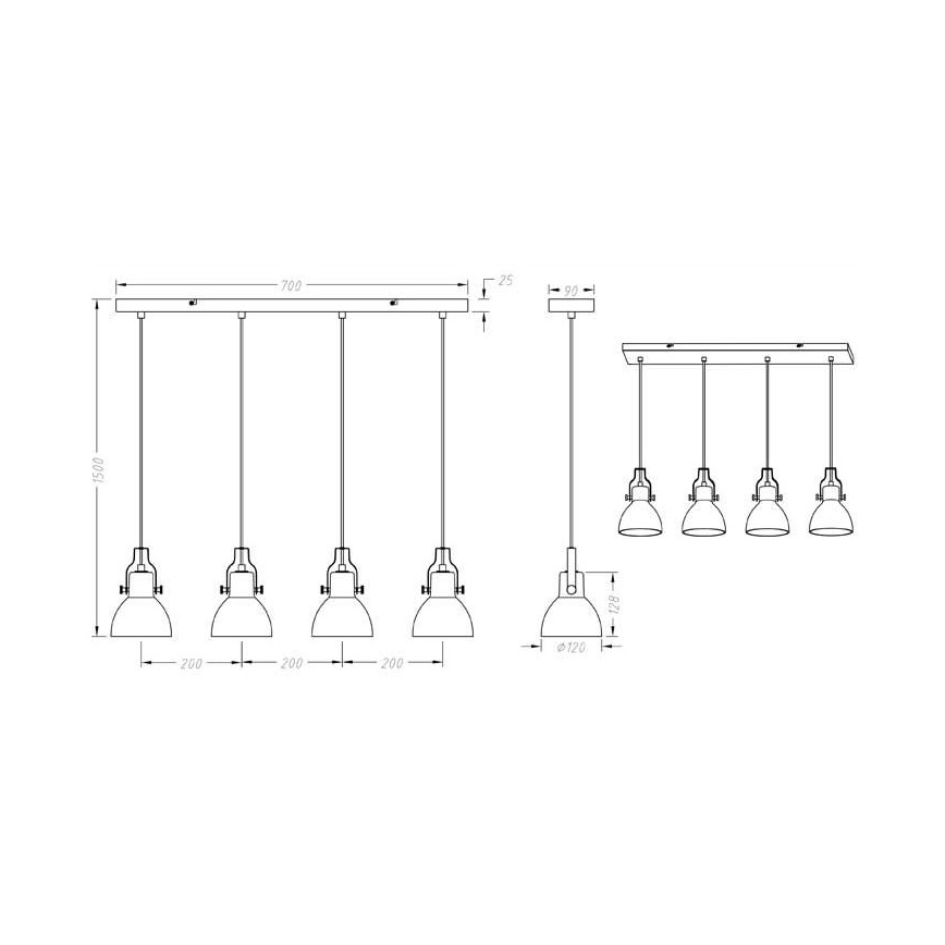 Trio - Suspension filaire GINELLI 4xE14/28W/230V