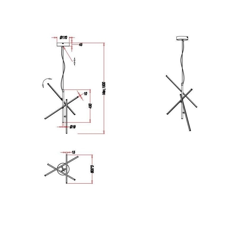 Trio - Suspension filaire LED à intensité variable TIRIAC 3xLED/7,5W/230V