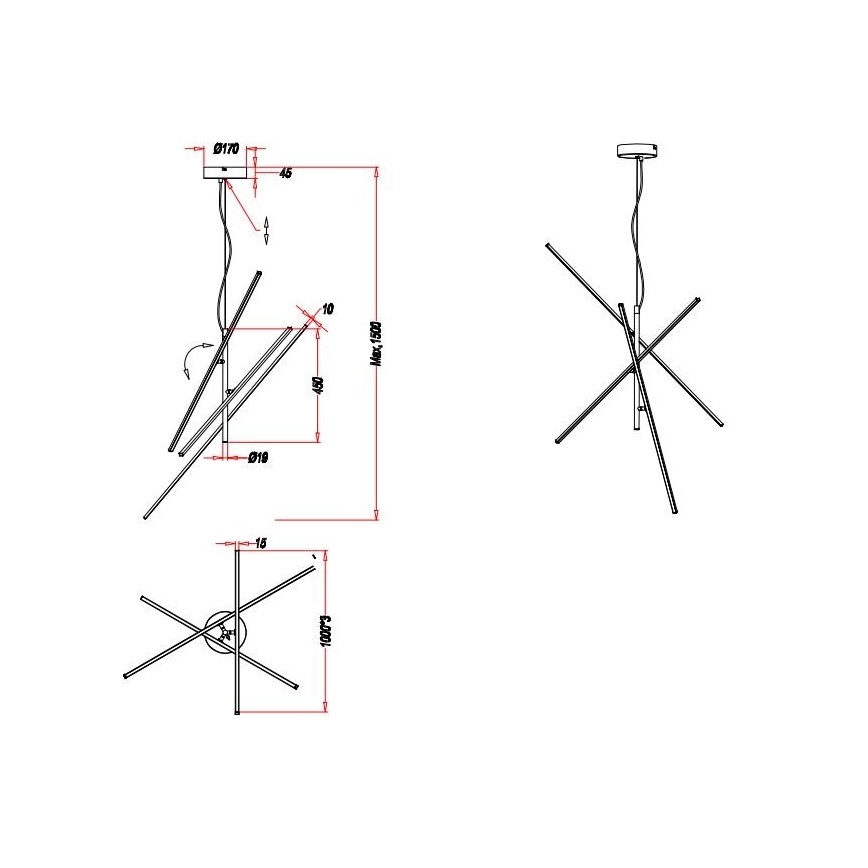 Trio - Suspension filaire LED à intensité variable TIRIAC 3xLED/8,5W/230V blanche