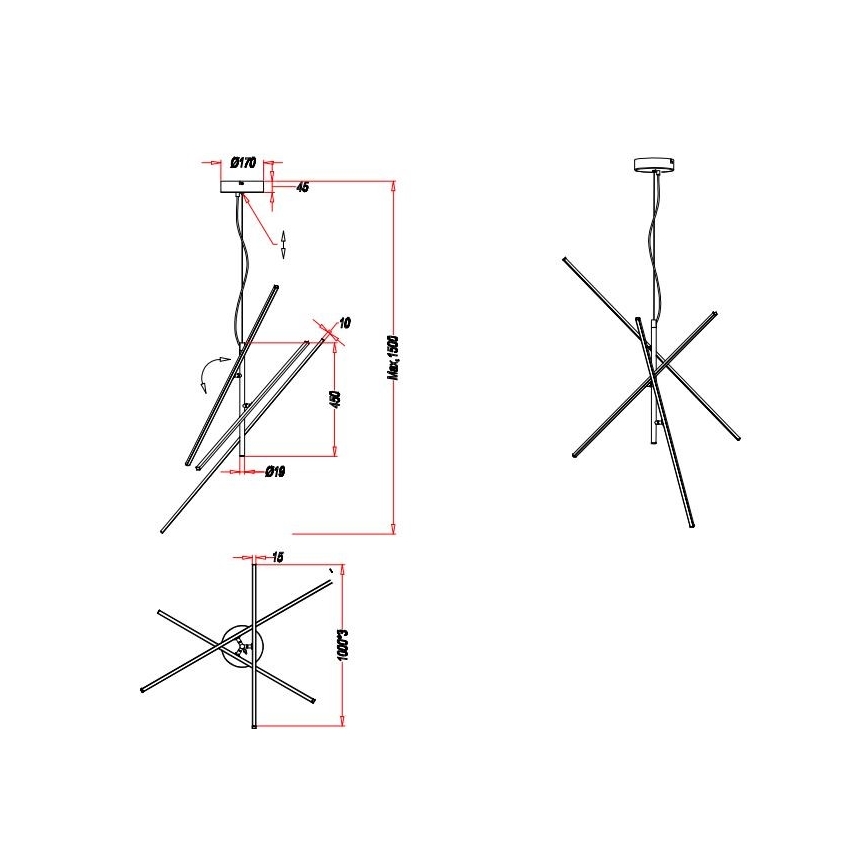Trio - Suspension filaire LED à intensité variable TIRIAC 3xLED/8,5W/230V