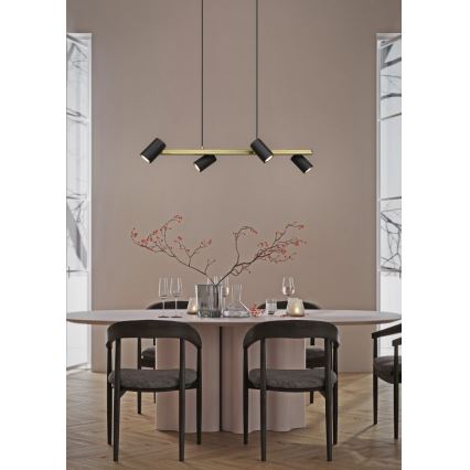 Trio - Suspension sur câble MARLEY 4xGU10/35W/230V noir/doré