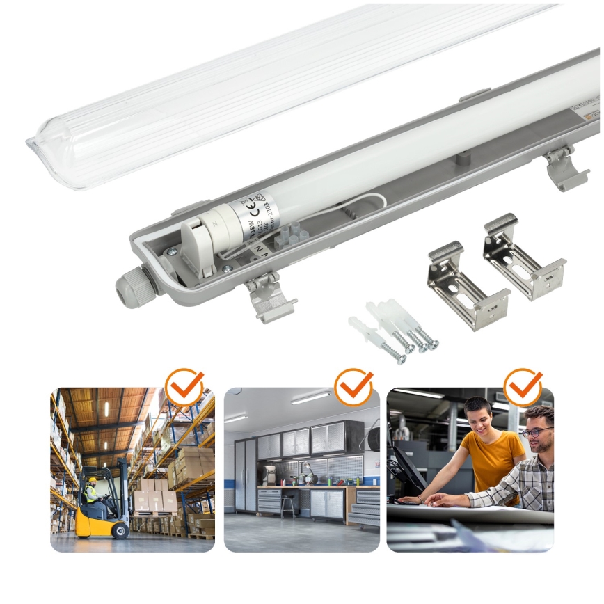 Tube fluorescent industriel LED T8 1xG13/18W/230V 4000K IP65 128 cm