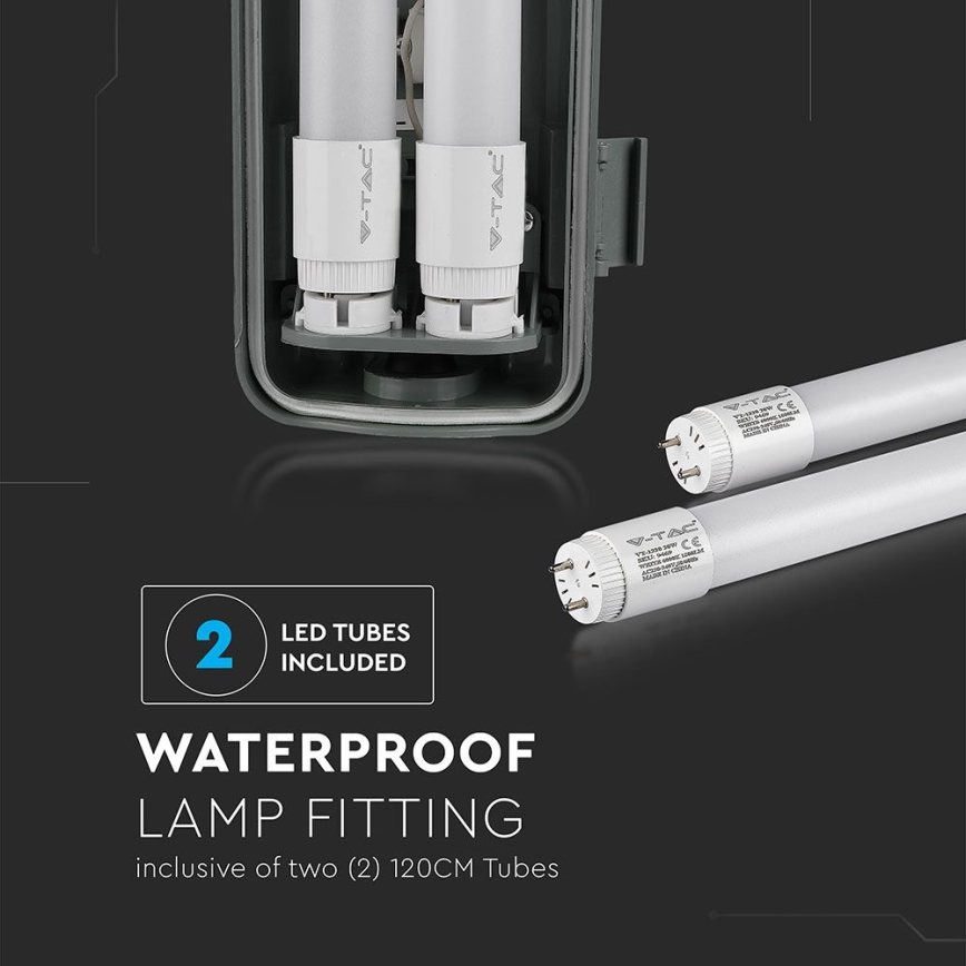 Tube fluorescent industriel LED T8 2xG13/22W/230V IP65 4000K 156 cm