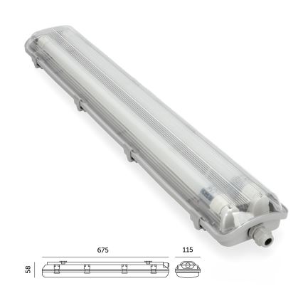 Tube fluorescent industriel LED T8 2xG13/9W/230V 4000K IP65 67,5 cm