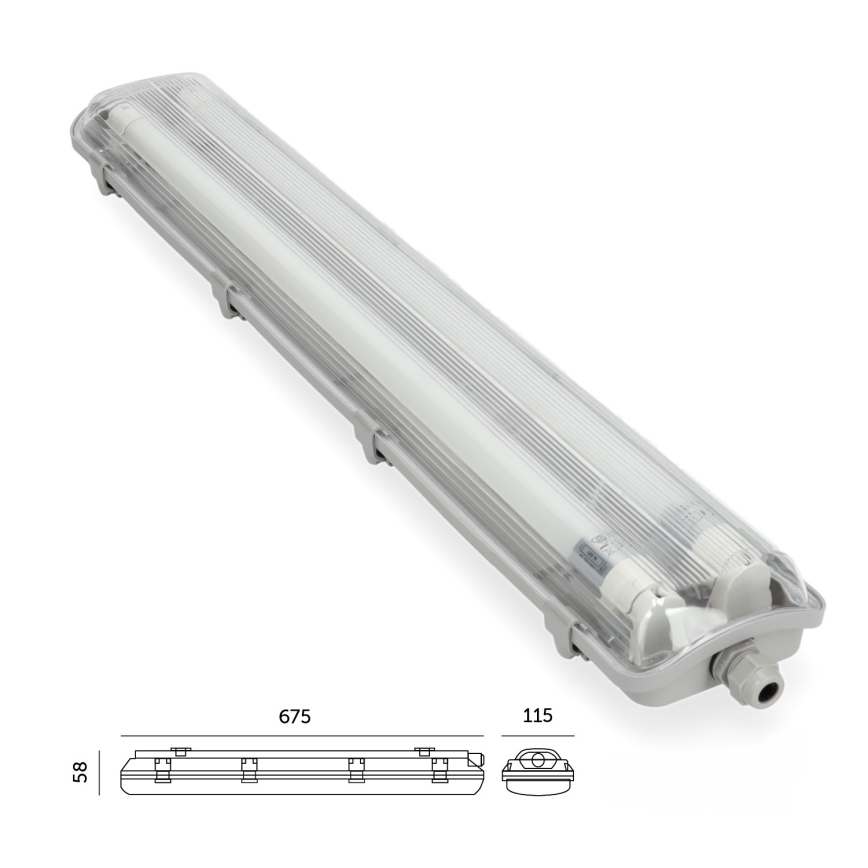 Tube fluorescent industriel LED T8 2xG13/9W/230V 4000K IP65 67,5 cm