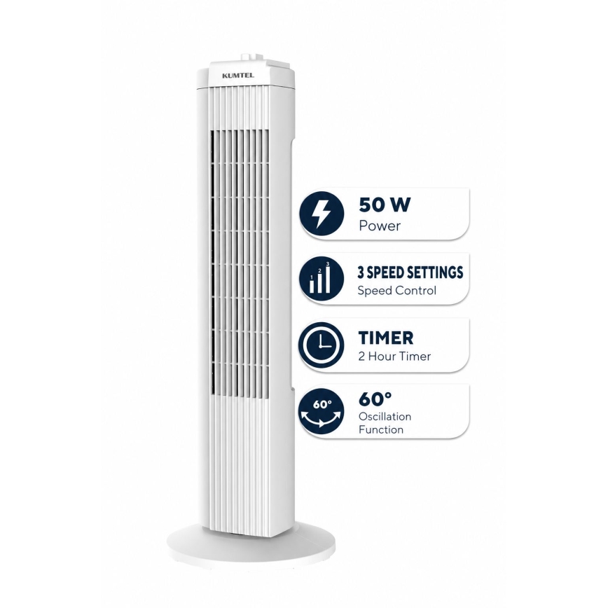 Turmventilator 50W/230V 74,5 cm weiß