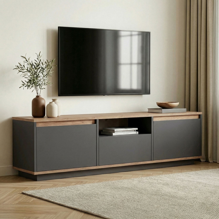 TV-Board KREDE 160x30 cm Anthrazit/Kiefer