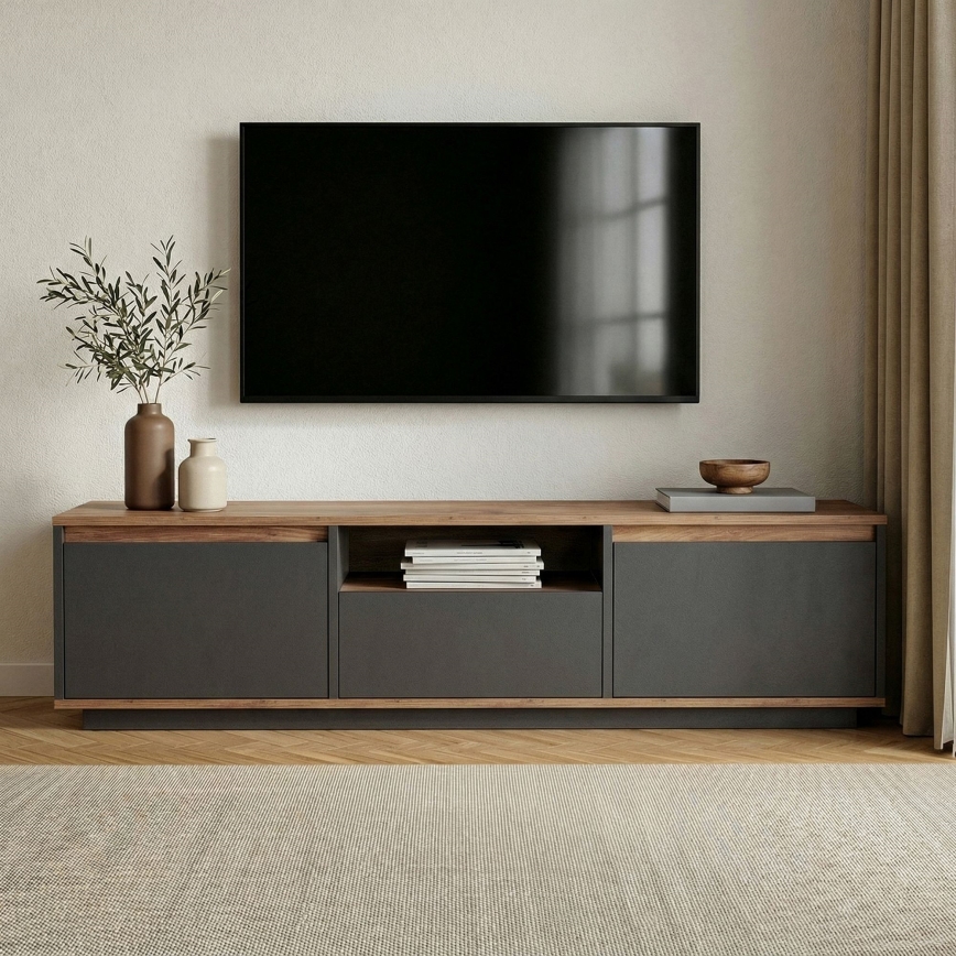 TV-Board KREDE 160x30 cm Anthrazit/Kiefer