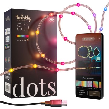 Twinkly - Catena LED RGB dimmerabile per Natale DOTS 60xLED 7 m USB Wi-Fi
