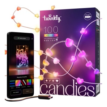 Twinkly - Catena luminosa LED RGB dimmerabile CANDIES 100 LED 8 m USB Wi-Fi