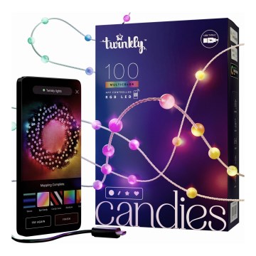 Twinkly - Dimmbare LED-RGB-Weihnachtskette CANDIES 100xLED 8 m USB Wi-Fi