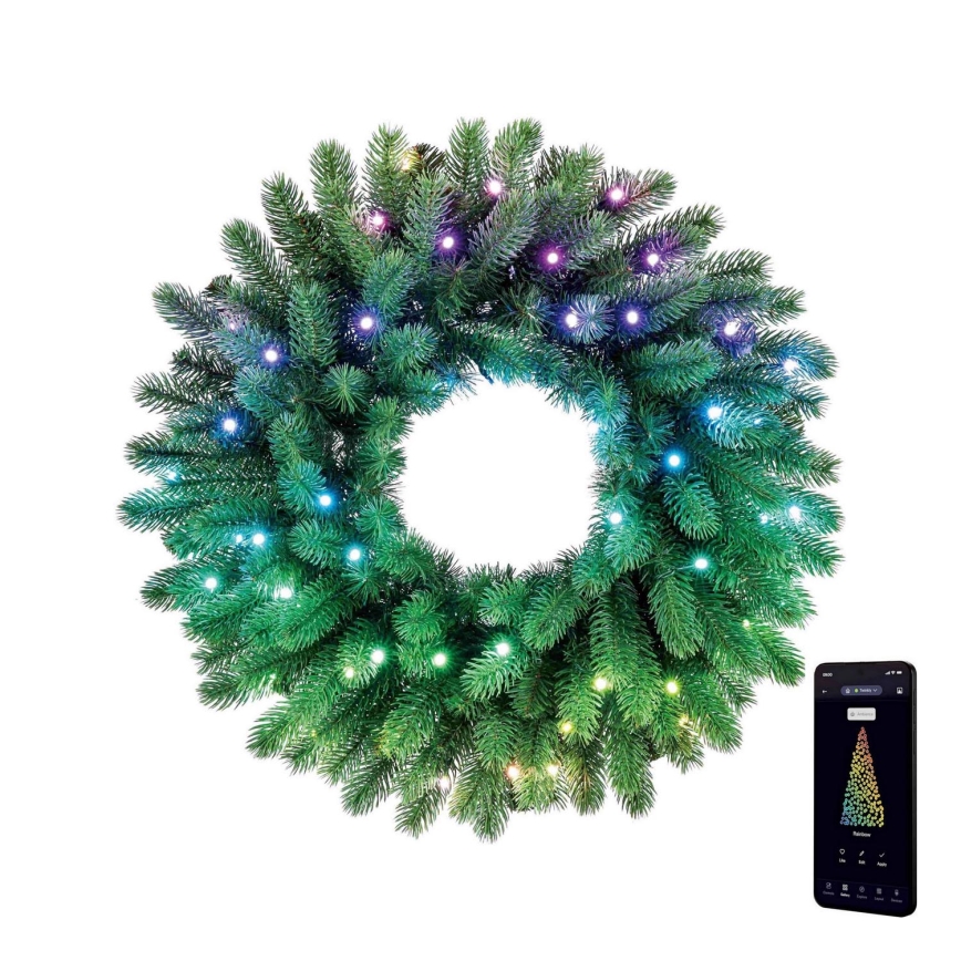 Twinkly - Dimmbarer LED-RGB-Weihnachtskranz 50xLED d 60 cm Wi-Fi