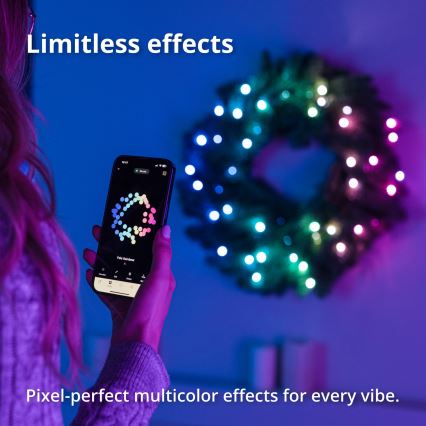 Twinkly - Dimmbarer LED-RGB-Weihnachtskranz 50xLED d 60 cm Wi-Fi