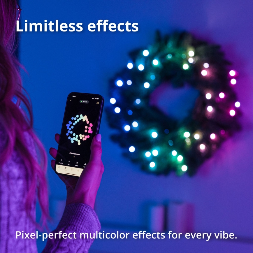 Twinkly - Dimmbarer LED-RGB-Weihnachtskranz 50xLED d 60 cm Wi-Fi