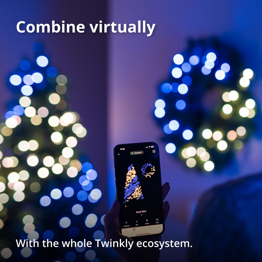 Twinkly - Dimmbarer LED-RGB-Weihnachtskranz 50xLED d 60 cm Wi-Fi
