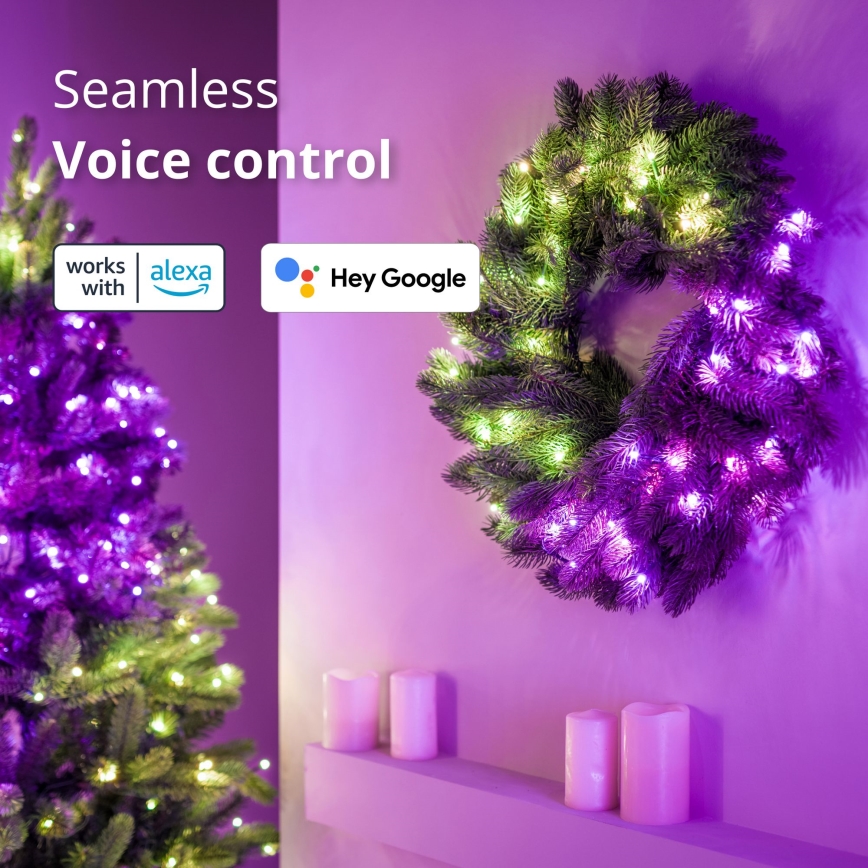 Twinkly - Dimmbarer LED-RGB-Weihnachtskranz 50xLED d 60 cm Wi-Fi
