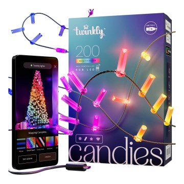 Twinkly - guirlande LED RVB dimmable CANDIES 200 LED 14 m USB Wi‑Fi