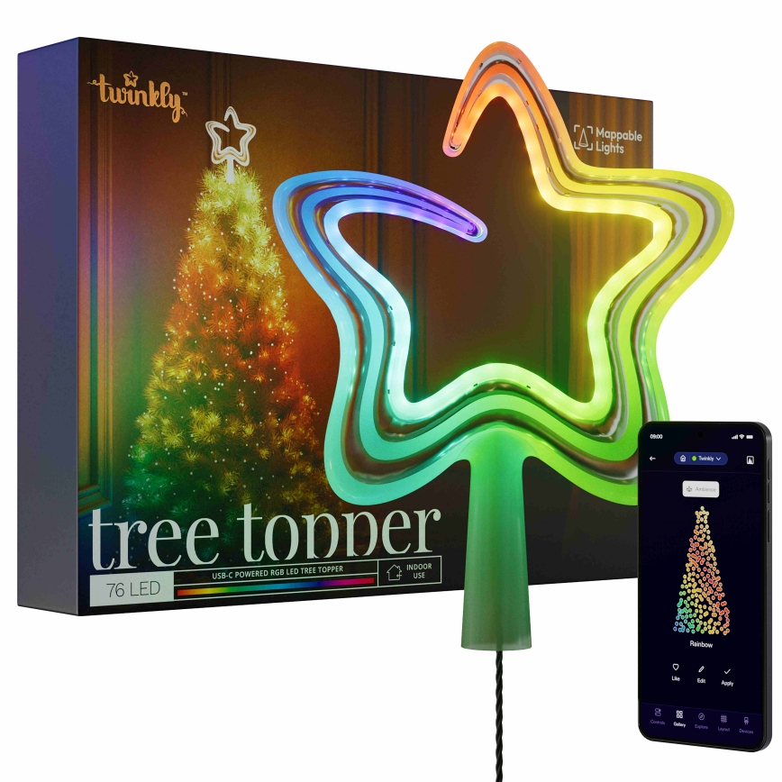 Twinkly - Stella di Natale dimmerabile a LED RGB 76xLED USB Wi-Fi