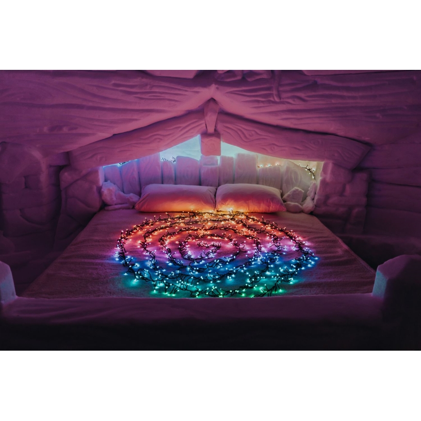 Twinkly - Dimmbare LED-RGBW-Weihnachtslichterkette für den Außenbereich CLUSTER 400xLED 9,5m IP44 Wi-Fi