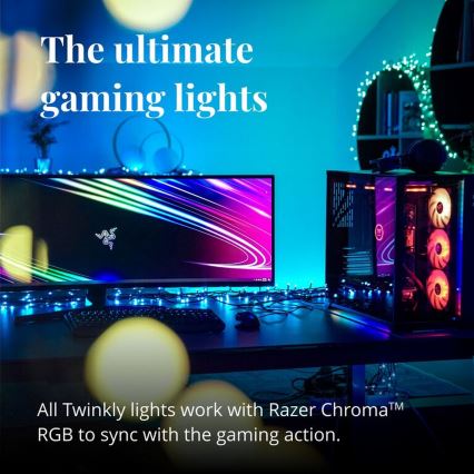Twinkly - Dimmbare LED-RGBW-Weihnachtslichterkette für den Außenbereich CLUSTER 400xLED 9,5m IP44 Wi-Fi