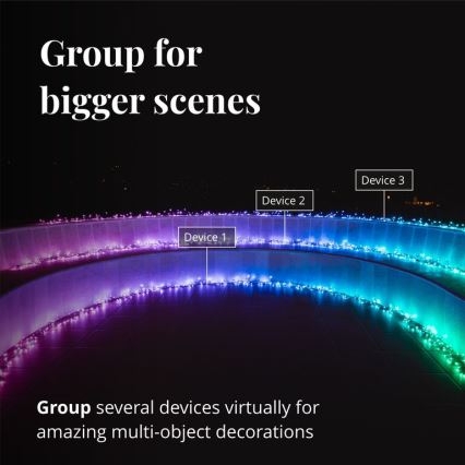 Twinkly - Dimmbare LED-RGBW-Weihnachtslichterkette für den Außenbereich CLUSTER 400xLED 9,5m IP44 Wi-Fi