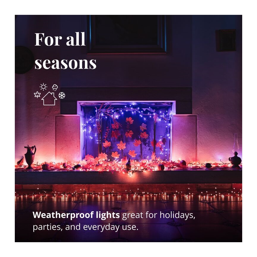 Twinkly - Dimmbare LED-RGBW-Weihnachtslichterkette für den Außenbereich CLUSTER 400xLED 9,5m IP44 Wi-Fi