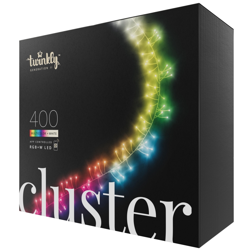 Twinkly - Dimmbare LED-RGBW-Weihnachtslichterkette für den Außenbereich CLUSTER 400xLED 9,5m IP44 Wi-Fi