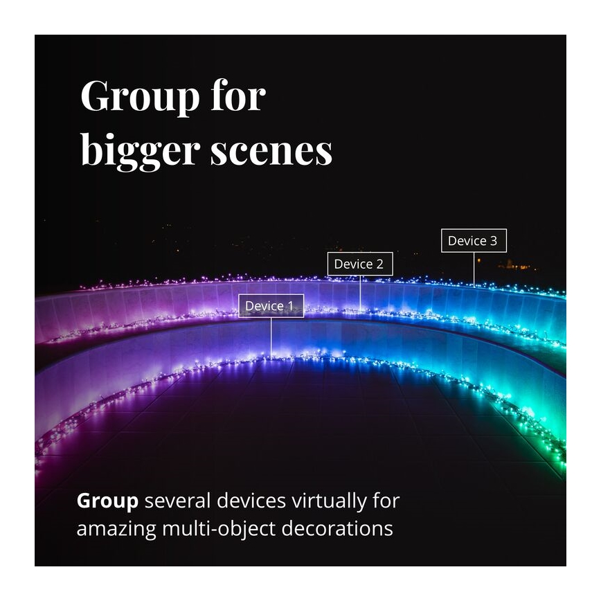 Twinkly - Guirlande de noël extérieure RGBW à intensité variable CLUSTER 400xLED 9,5m IP44 Wi-Fi