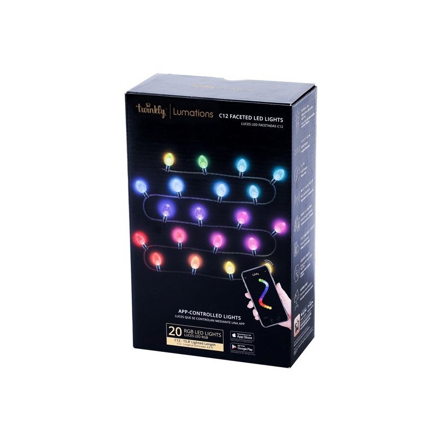 Twinkly - Dimmbare LED-RGBW-Weihnachtskette für den Außenbereich FACETED 40xLED 14,5 m IP44 Wi-Fi