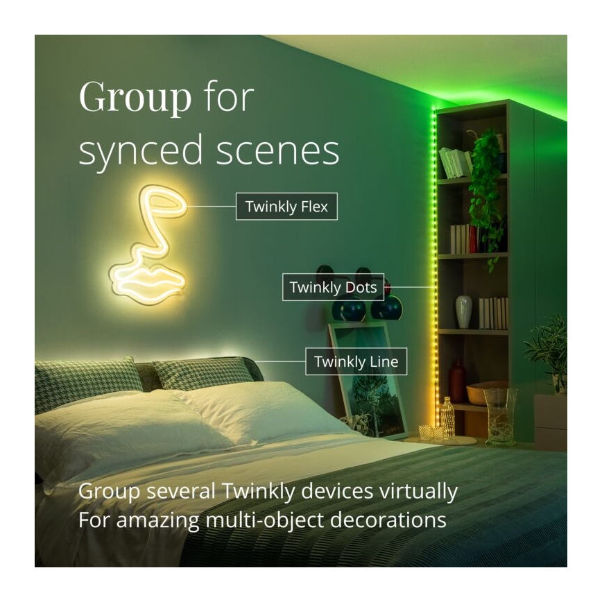 Twinkly - Dimmbarer LED-RGB-Streifen für den Außenbereich DOTS 200xLED 10 m IP44 Wi-Fi