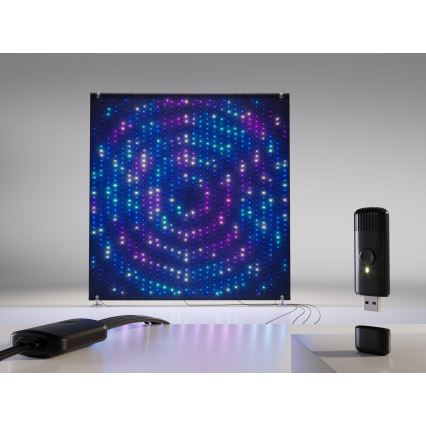 Twinkly - Rideau de Noël extérieur LED RGBW dimmable LIGHTWALL 1120 LEDs 2,6x2,7 m IP44 Wi-Fi + Dongle Musique