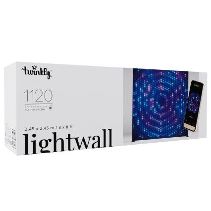 Twinkly - Rideau de Noël extérieur LED RGBW dimmable LIGHTWALL 1120 LEDs 2,6x2,7 m IP44 Wi-Fi + Dongle Musique