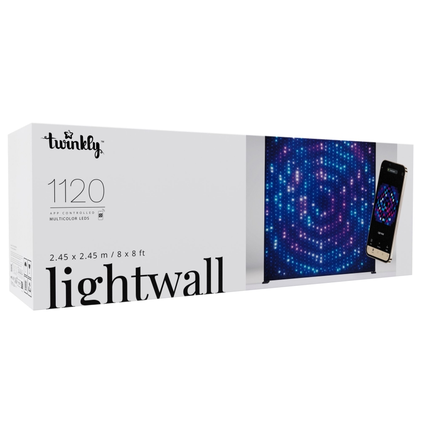 Twinkly - Rideau de Noël extérieur LED RGBW dimmable LIGHTWALL 1120 LEDs 2,6x2,7 m IP44 Wi-Fi + Dongle Musique