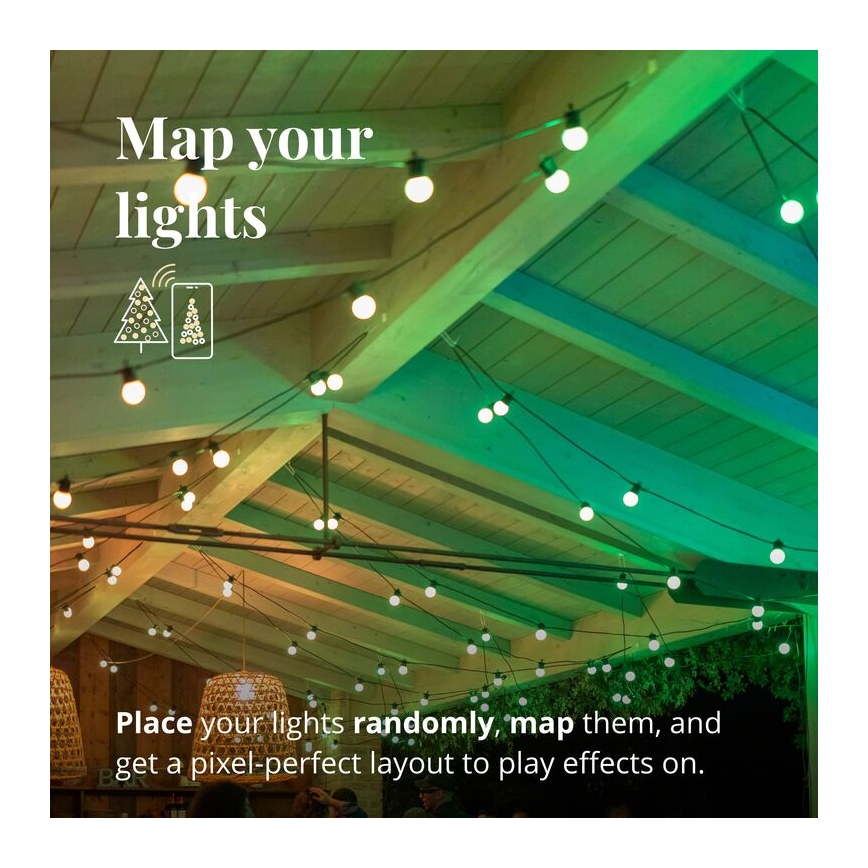 Twinkly - Dimmbare, dekorative LED-RGB-Kette für den Außenbereich FESTOON 20xLED 14m IP44 Wi-Fi