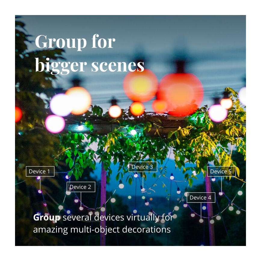 Twinkly - Dimmbare, dekorative LED-RGB-Kette für den Außenbereich FESTOON 20xLED 14m IP44 Wi-Fi