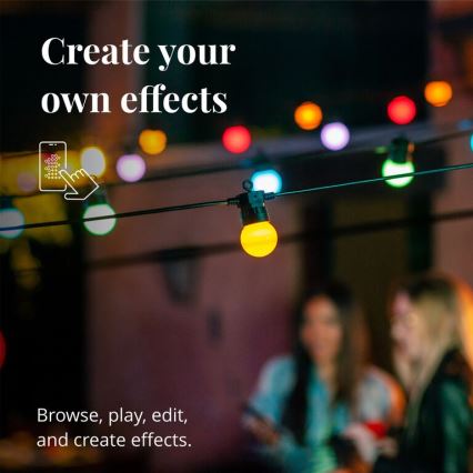 Twinkly - Dimmbare, dekorative LED-RGB-Kette für den Außenbereich FESTOON 20xLED 14m IP44 Wi-Fi